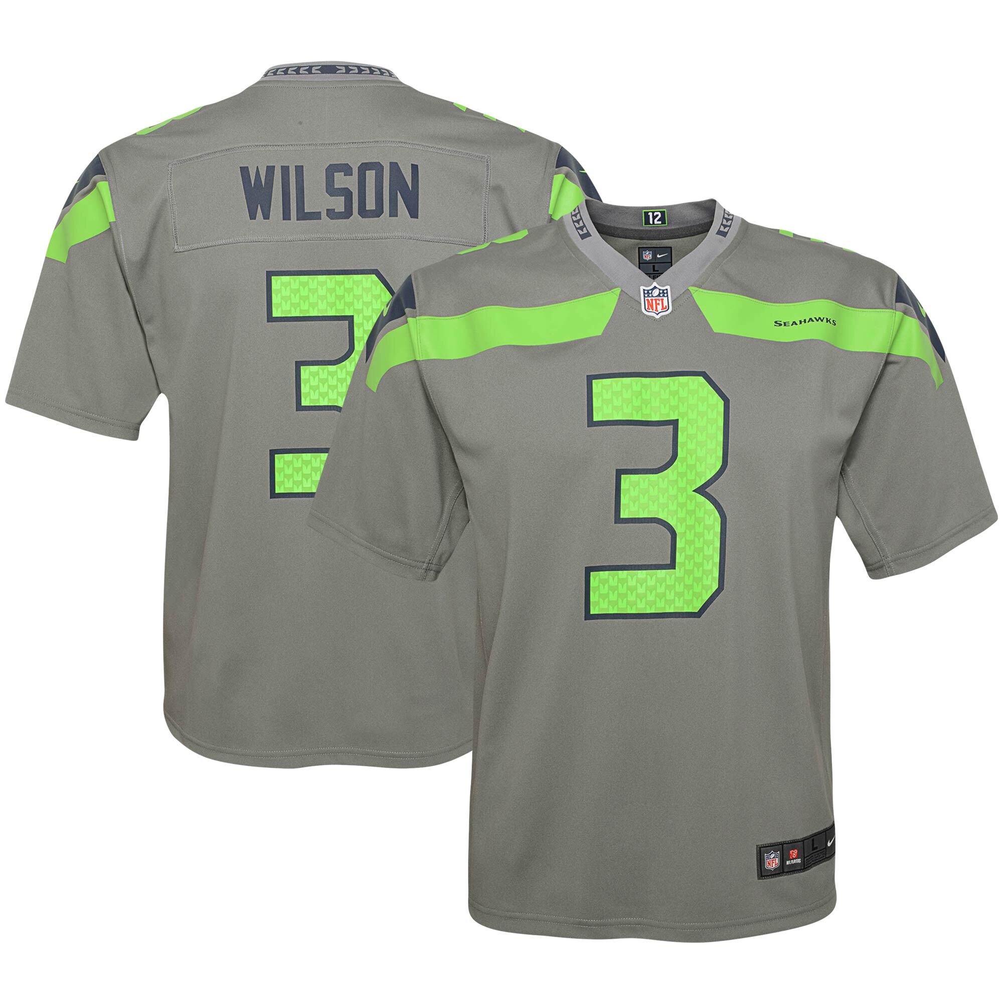 Women Seattle Seahawks #3 Wilson Grey Nike Vapor Untouchable Limited NFL Jersey->women nfl jersey->Women Jersey